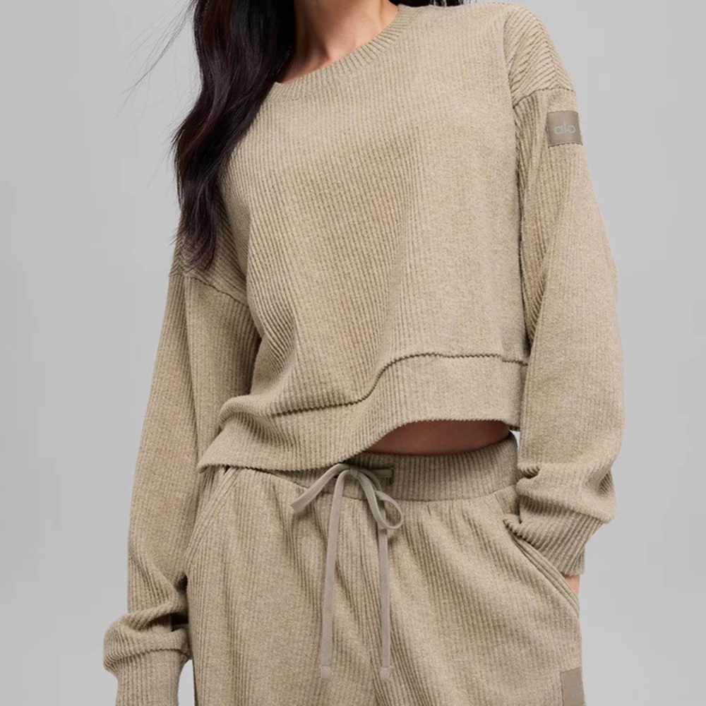 Alo Yoga Muse Crew Neck Pullover Gravel Heather XS